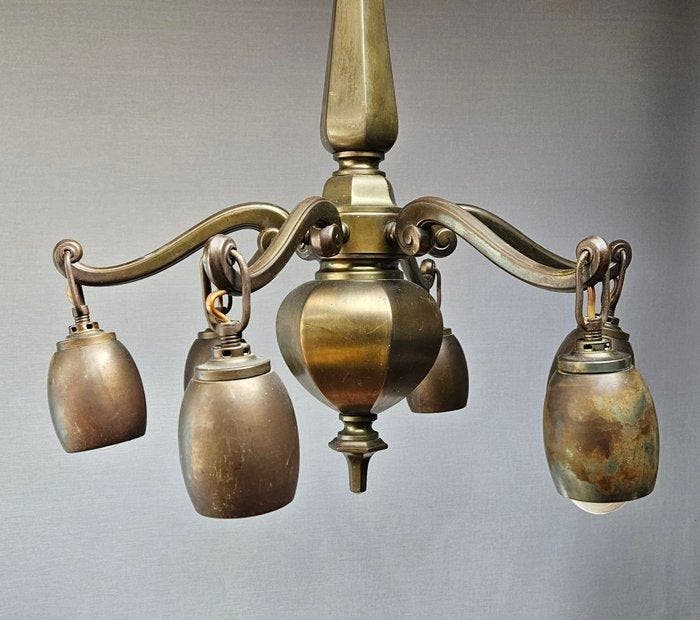 Lustre - Laiton - Arts&Crafts lustre, Huis en Inrichting, Overige Huis en Inrichting