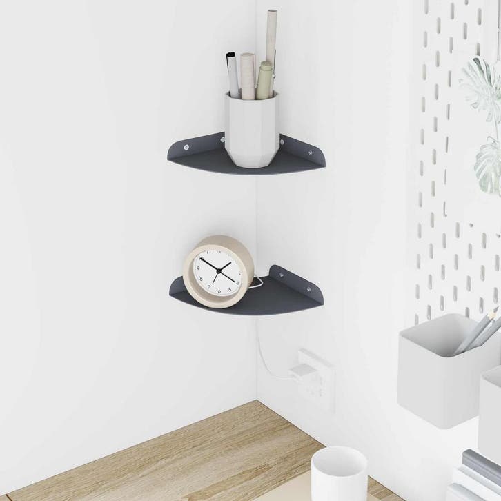vidaXL Hoek Plank 2 st Antraciet 15 x 15 x 2 cm, Maison & Meubles, Armoires | Armoires murales, Envoi