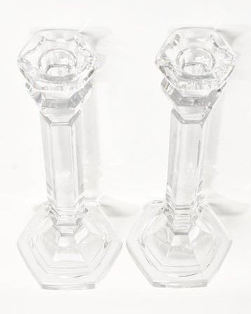 Goebel - Chandelier Paire de bougeoirs hexagonaux en cristal, Antiquités & Art