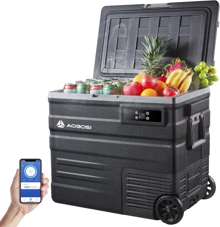 Zwarte AAOBOSI 65L Koelbox | Tweede Kansje | OP = OP, Caravans en Kamperen, Koelboxen, Koelbox, Nieuw, Compressor, Verzenden