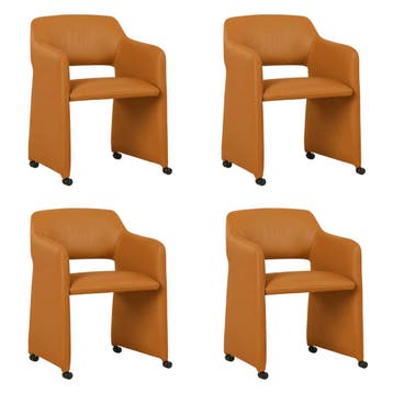 Set van 4 Leren eetkamerstoelen Icon - Toledo Mandarin, Ophalen of Verzenden, Nieuw, Leer, Eén