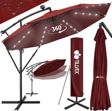 Zweefparasol - Tuinparasol - Parasol 350 cm - Met voet - Met, Verzenden, Nieuw