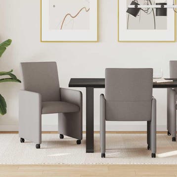 vidaXL Eetkamerstoelen met wielen 2 st Stof Taupe 57 x 66 x, Verzenden, Nieuw