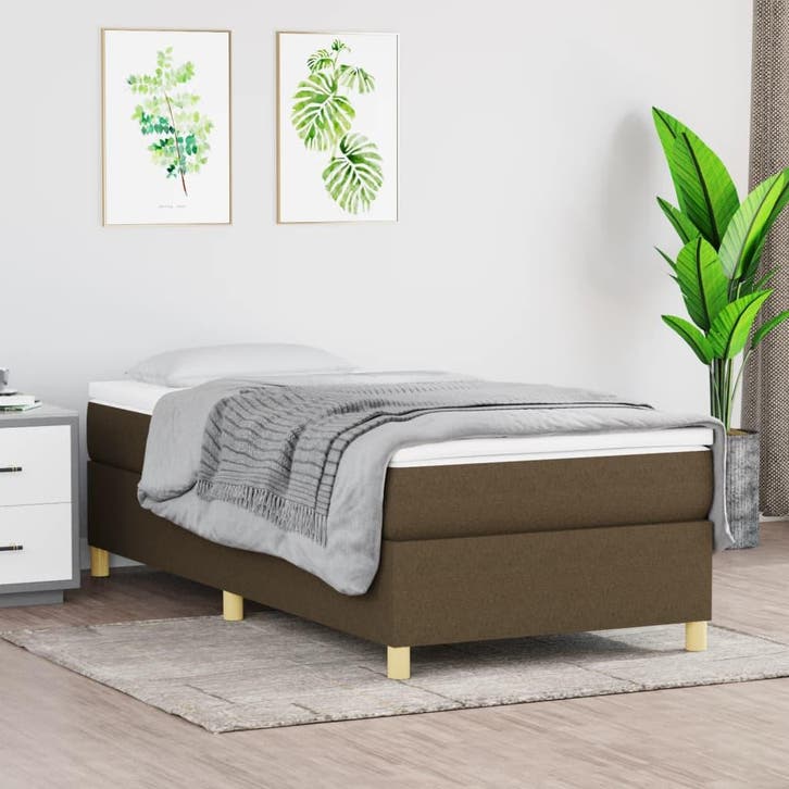 vidaXL Boxspring bed 80x200 cm stof donkerbruin, Huis en Inrichting, Slaapkamer | Bedden, Nieuw, Verzenden