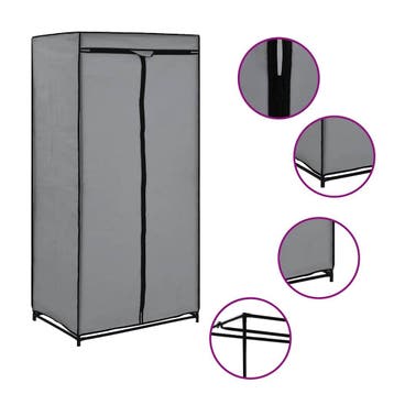 vidaXL Kledingkast 75x50x160 cm grijs, Huis en Inrichting, Verzenden, Nieuw