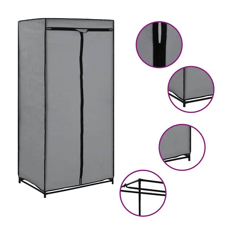vidaXL Kledingkast 75x50x160 cm grijs, Maison & Meubles, Armoires | Penderies & Garde-robes, Envoi