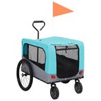 vidaXL Fietstrailer en hondenwagen 2-in-1 blauw en grijs, Verzenden, Nieuw