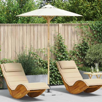vidaXL Tuinparasol Ø 180 x 230 cm Bamboe Rond Crèmewit, Verzenden