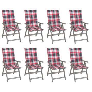 vidaXL Tuinstoelen 8 st verstelbaar met kussens acaciahout, Jardin & Terrasse, Verzenden