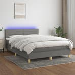 vidaXL Boxspring met matras en LED stof donkergrijs 140x200, Verzenden, Nieuw