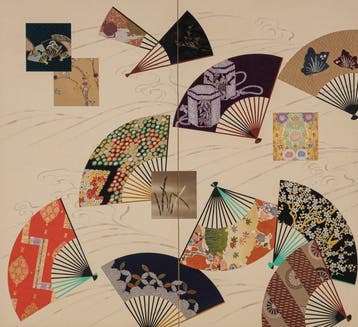 Byôbu  (vouwscherm) met nihon shishû  (Japanse