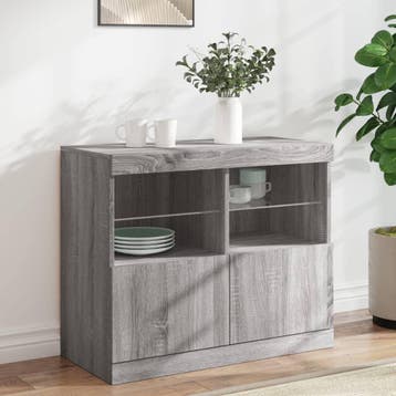 vidaXL Dressoir met LED-verlichting 81x37x67 cm grijs sonoma, Huis en Inrichting, Verzenden, Nieuw
