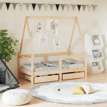 vidaXL Kinderbedframe met lades 70x140 cm massief grenenhout, Verzenden, Nieuw