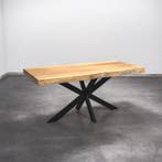 Boomstamtafel, Eettafel 250x60 massief hardhout, metaalpoot, Overige houtsoorten, Robuust Modern, Vijf personen of meer, Rechthoekig