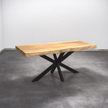 Boomstamtafel, Eettafel 250x60 massief hardhout, metaalpoot, Overige houtsoorten, Robuust Modern, Vijf personen of meer, Rechthoekig