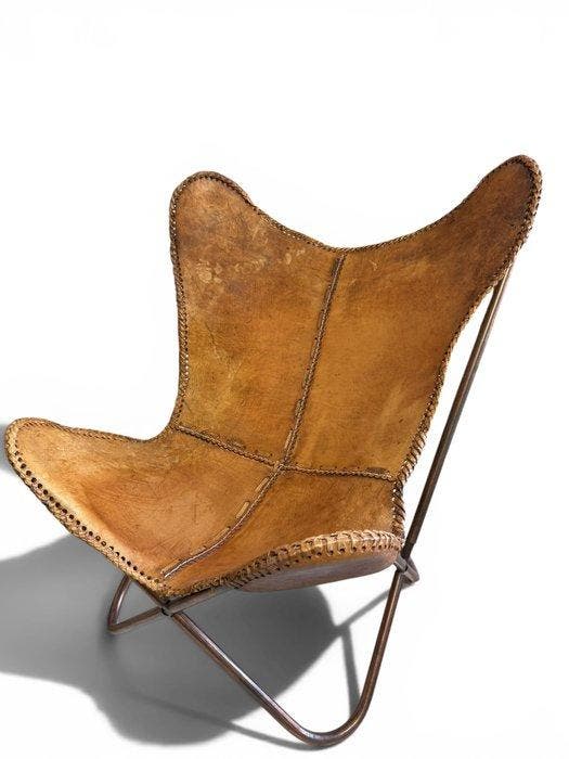 Fauteuil - chaise papillon - Cuir, Métal - Chaise papillon -, Antiek en Kunst, Kunst | Designobjecten