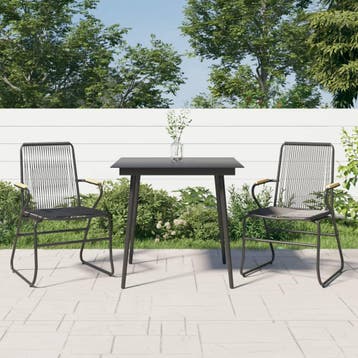 vidaXL 3-delige Tuinset PVC-rattan zwart, Verzenden, Nieuw, Tuinset
