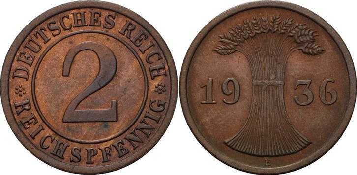 2 Reichspfennig 1936, Postzegels en Munten, Munten | Europa | Niet-Euromunten, België, Verzenden