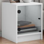 vidaXL Nachtkastjes met glazen deuren 2 st 35x37x42 cm wit, Verzenden