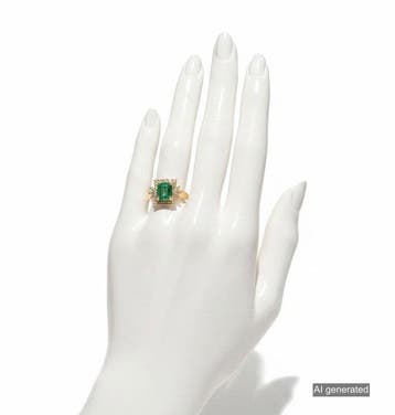 Bague - 14 carats Or jaune - 2.52ct. tw. Émeraude - Diamant, Nieuw