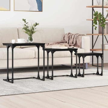 vidaXL Nest Koffietafel 3 st Zwart eiken 50.5 x 35 x 53 cm, Verzenden, Nieuw