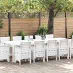 vidaXL Tuin Eettafel Set Wit en Lichtgrijs Poly riet en, Verzenden, Nieuw