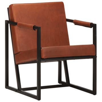 vidaXL Fauteuil echt leer bruin, Verzenden