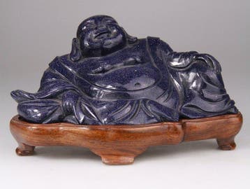 Chinese Carved Aventurine Glass Buddha Sculpture Carving, Antiek en Kunst