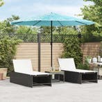 vidaXL Parasol met stalen paal 324x324x247 cm blauw, Verzenden, Nieuw