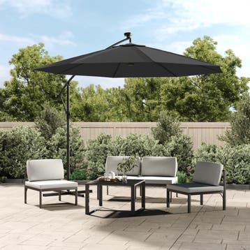 vidaXL Zweefparasol met LED-verlichting stalen paal 300 cm, Verzenden, Nieuw
