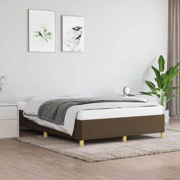 vidaXL Bedframe zonder matras stof donkerbruin 140x200 cm, Verzenden
