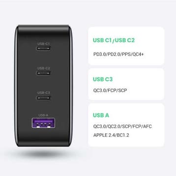 100W Stekkerlader en Oplaadkabel - Quad Port PD / Quick, Verzenden, Nieuw