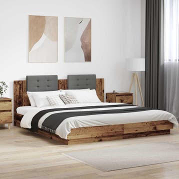 vidaXL Bedframe met Hoofdbord Oud Hout 180 x 200 cm Bewerkt, Verzenden, Nieuw