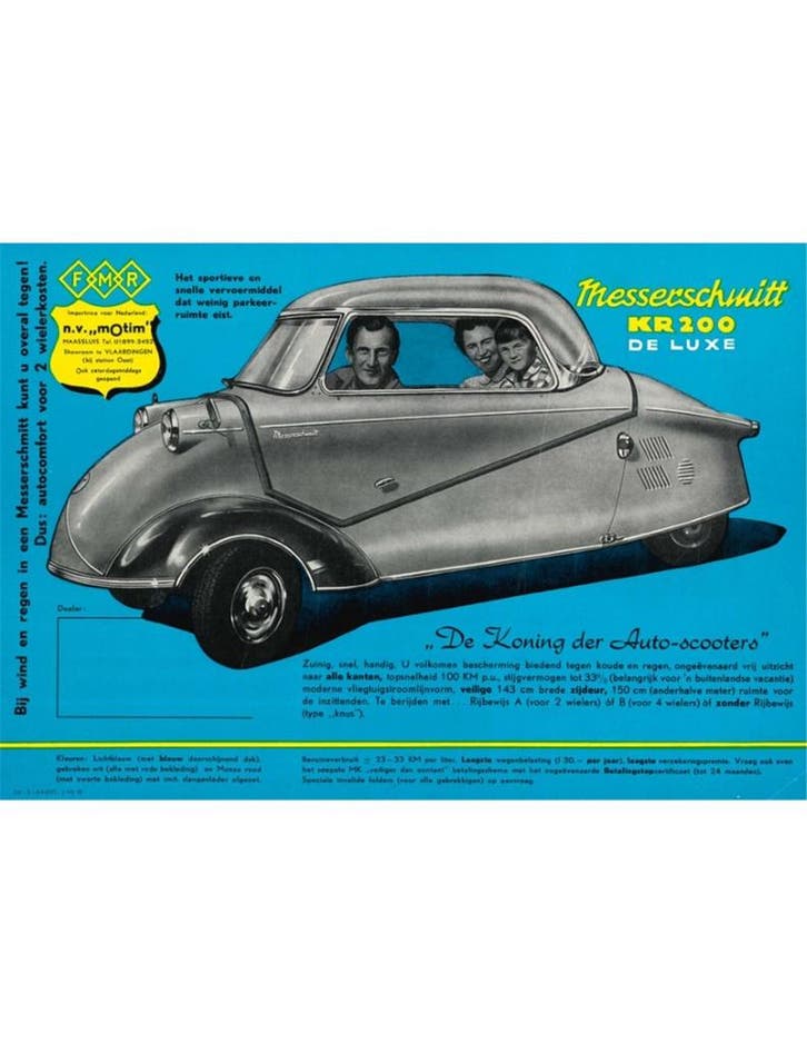 1964 MESSERSCHMITT KR 200 DELUXE LEAFLET NEDERLANDS, Livres, Autos | Brochures & Magazines