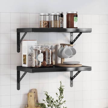 Lot 2 etageres acier noir 50x30cm - Retour client -33%, Verzenden