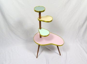 Table à plantes - Laiton laqué, Hêtre - etagère rétro à