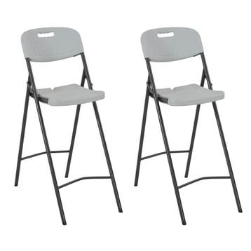 vidaXL Barstoelen inklapbaar 2 st HDPE en staal wit, Verzenden, Nieuw
