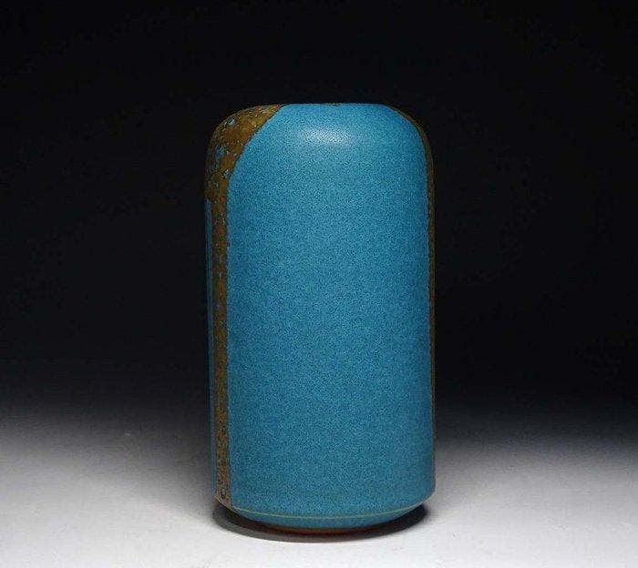 Vase - Grès - Japon - Unai (Cloud-Blue) Glaze - Morino, Antiquités & Art, Antiquités | Autres Antiquités