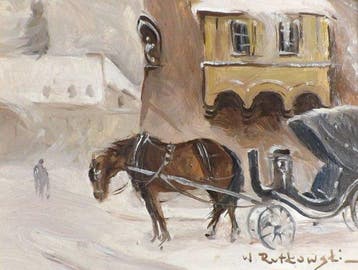 Wodzimierz Rutkowski (1915-1992) - Winter Horse Carriage, Antiek en Kunst