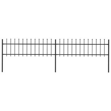vidaXL Tuinhek met speerpunt staal 337x60 cm zwart, Verzenden, Nieuw