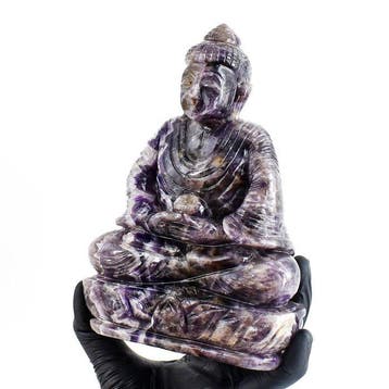 Beeld, Big Chevron Amethyst Carved Divine Buddha Idol -, Verzamelen