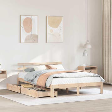 vidaXL Bedframe met lades massief grenenhout 140x200 cm, Huis en Inrichting, Slaapkamer | Bedden, Verzenden, Nieuw