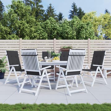 vidaXL Tuinstoelkussens 6 st hoge rug 120x50x3 cm stof zwart, Verzenden, Nieuw