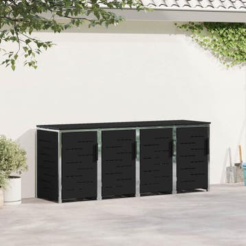 vidaXL Afvalbak Opslag Zwart 276 x 77,5 x 112,5 cm Roestvrij, Verzenden