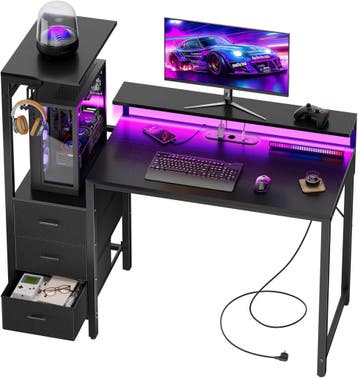 Gaming bureau - Gaming desk - Gaming tafel - 112x50 cm - Zwa, Huis en Inrichting, Verzenden, Nieuw