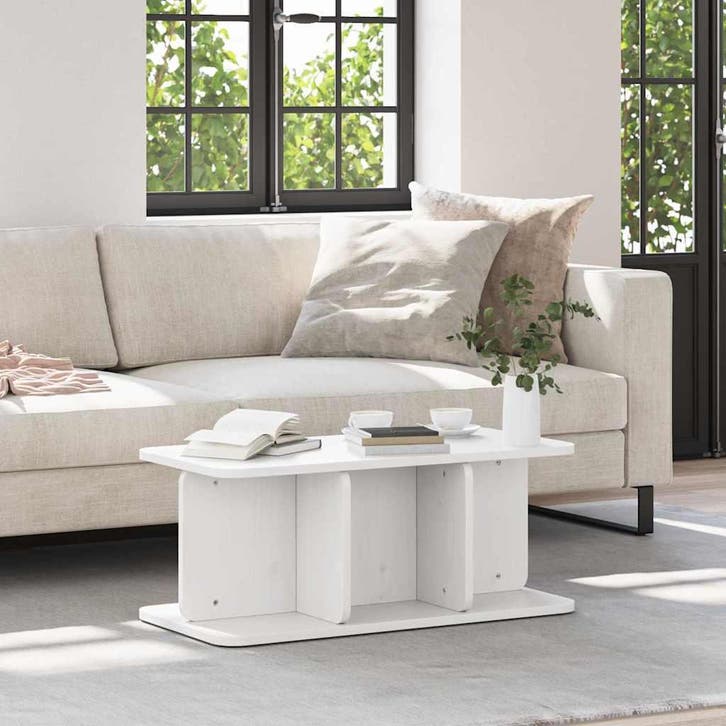 vidaXL Salontafel Wit 80 x 39,5 x 33,5 cm Massief grenenhout, Huis en Inrichting, Tafels | Salontafels, Nieuw, Verzenden
