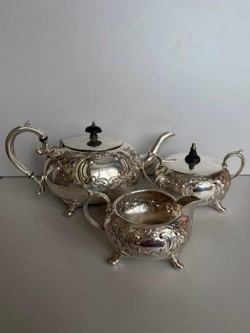 Sheffield - British Silversmith - Théière (4) - Plaqué(e), Antiek en Kunst