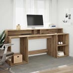 vidaXL Bureau met LED-verlichting 200x55x91 cm hout, Huis en Inrichting, Verzenden, Nieuw