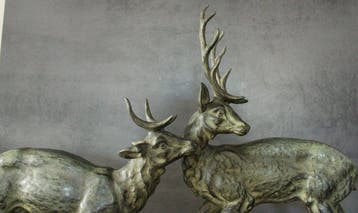 Gilot - Beeld, Groot beeld herten - 42 cm - Brons, Onyx