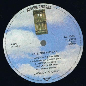 Jackson Browne – Late For The Sky, Verzenden, Zo goed als nieuw